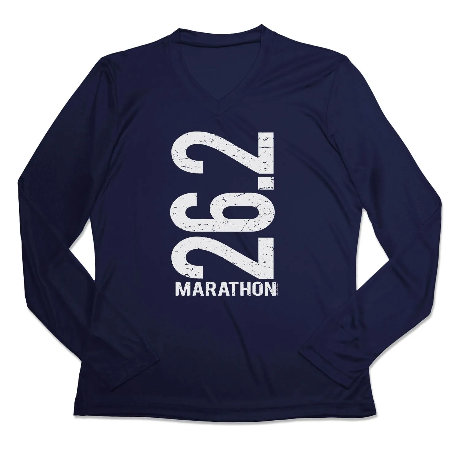 Cozy Performance Gym clothing Women's Long Sleeve Tech Tee - 26.2 Marathon Vertical