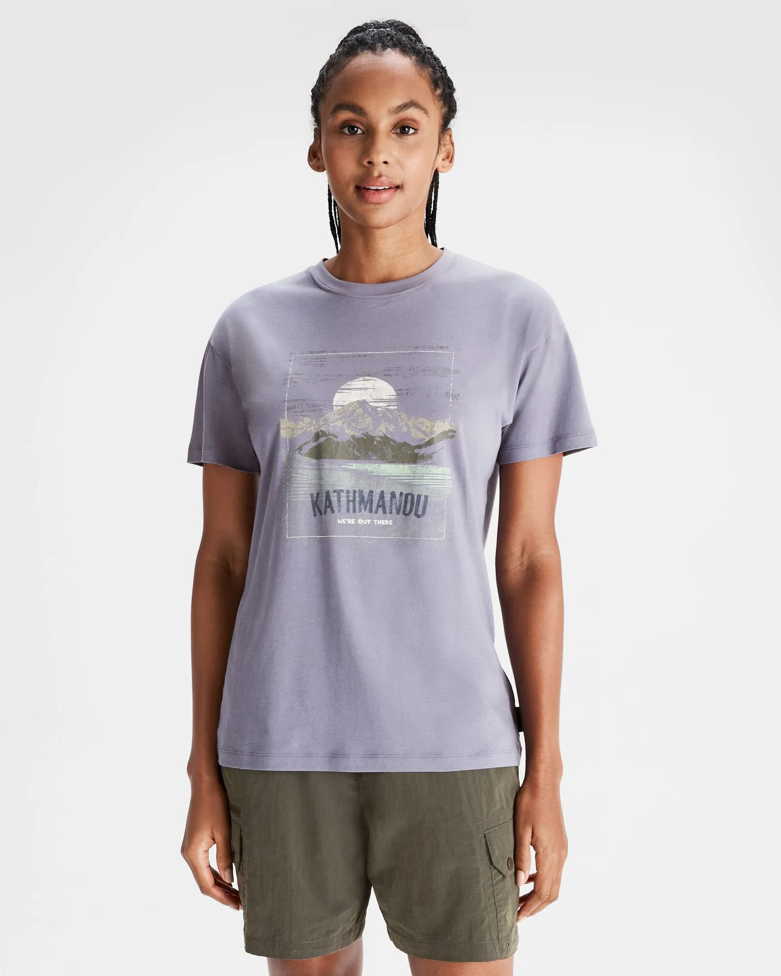 Women's Mt Cook Organic Cotton T-shirt - Dark Haze short sleeved Sport Performance