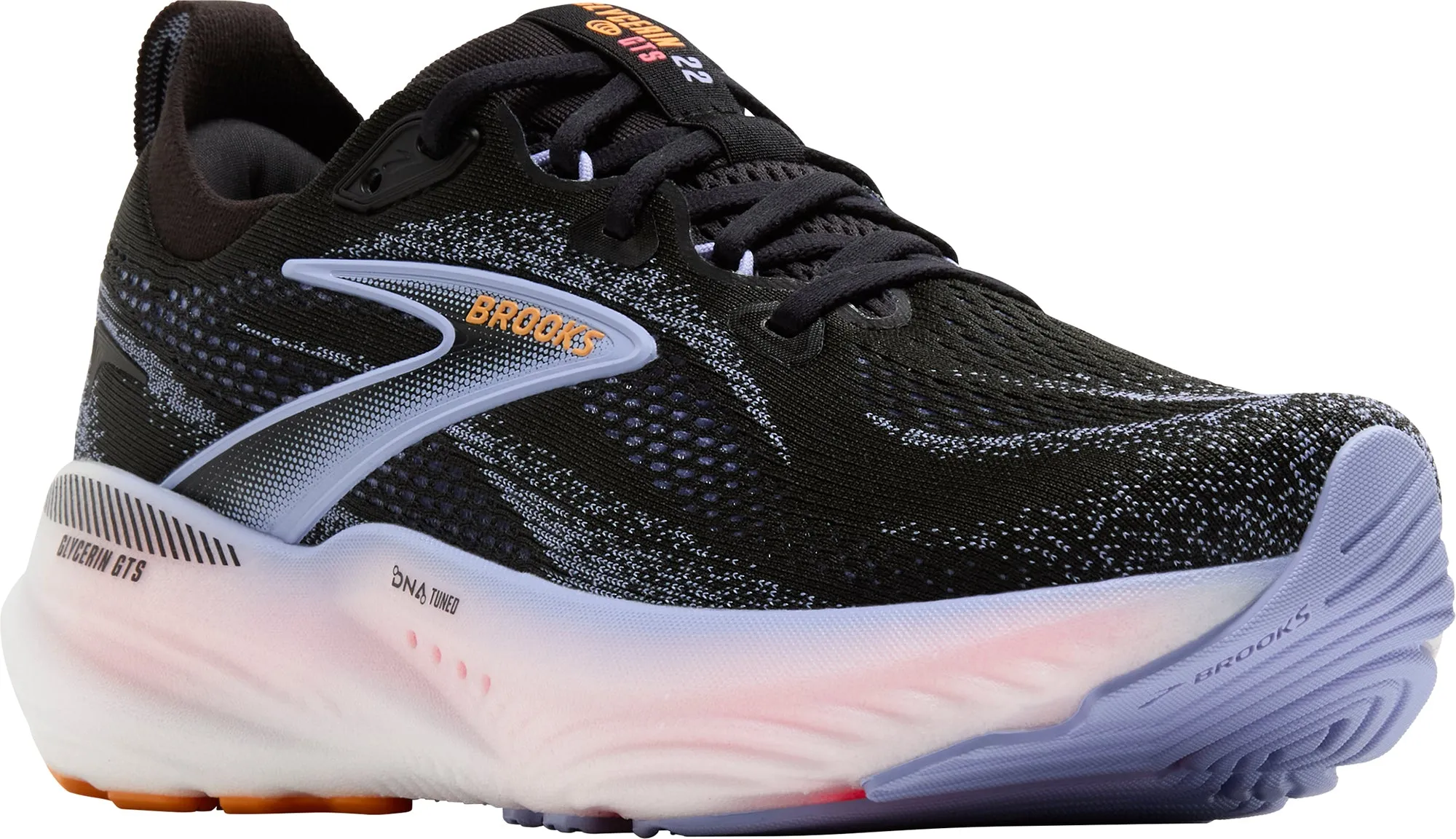 Brooks Glycerin GTS 22 Womens Running Shoes - Black Rolling Motion Guidance Collapsible Heel