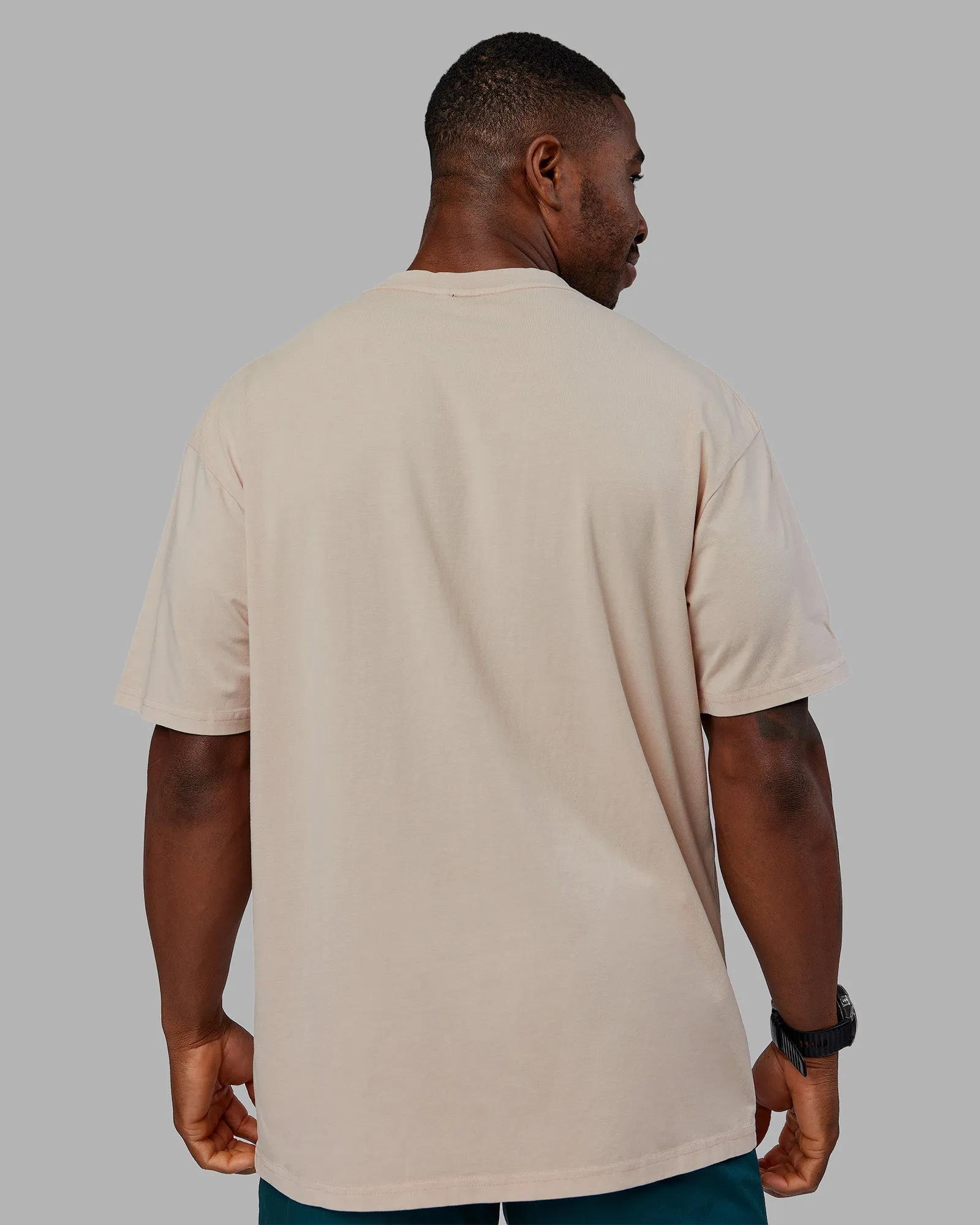 Journey FLXCotton Oversized Tee - Washed Shale Beige-Dark Moss Bold Comfort