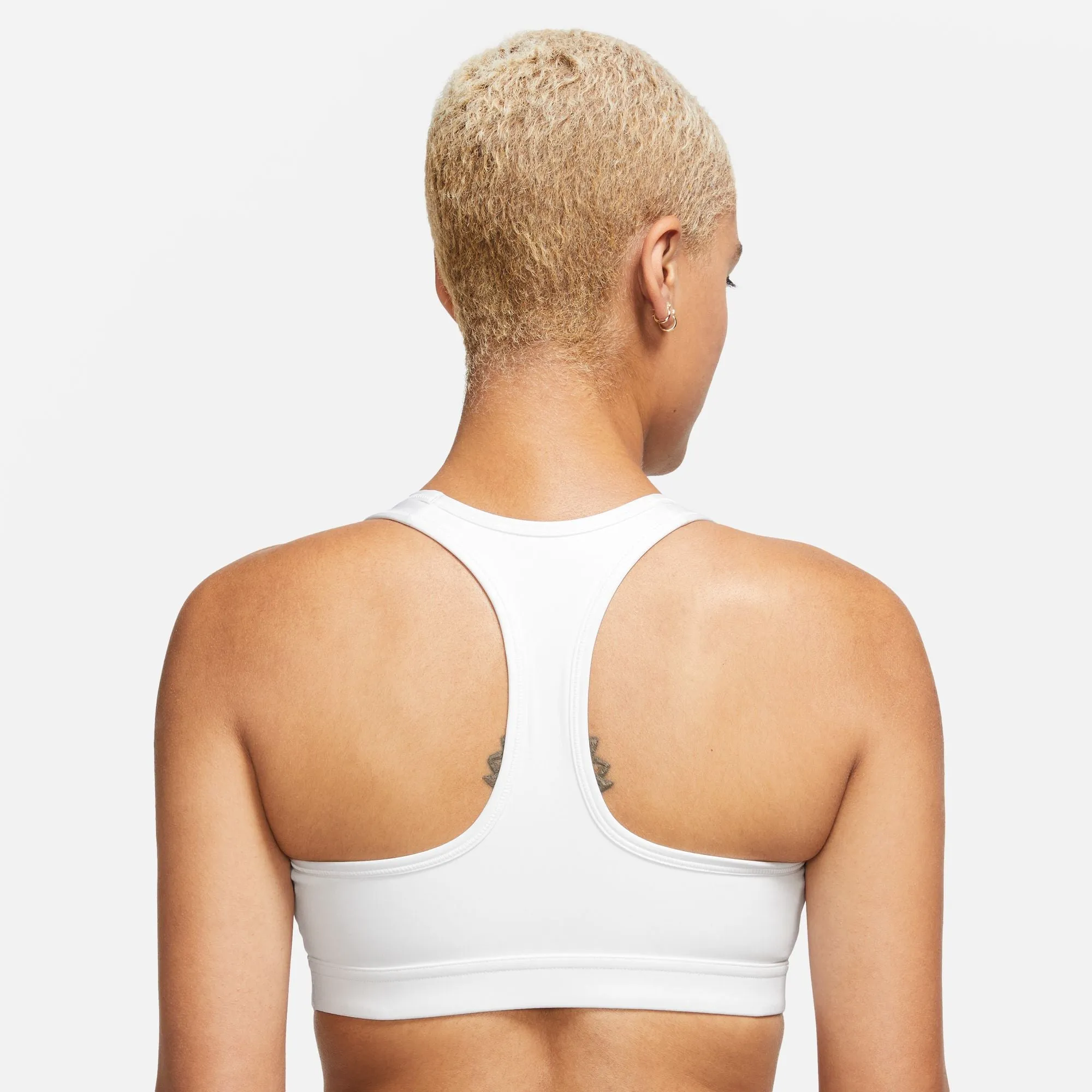 Sewn seams Nike Women's Swoosh Medium Support Bra White / Stone Mauve / Black