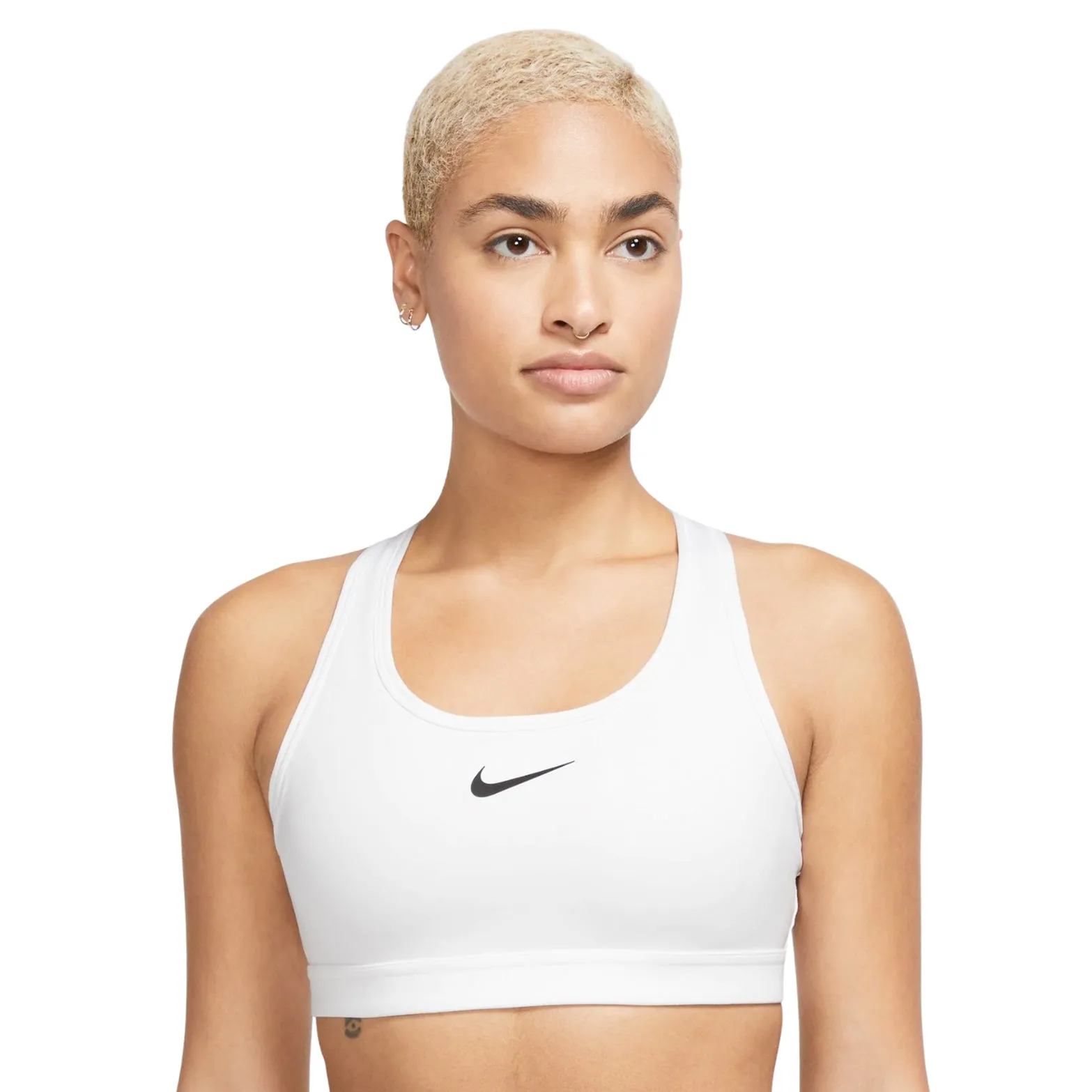Nike Women's Swoosh Medium Support Bra White / Stone Mauve / Black Smooth Finish versatile material