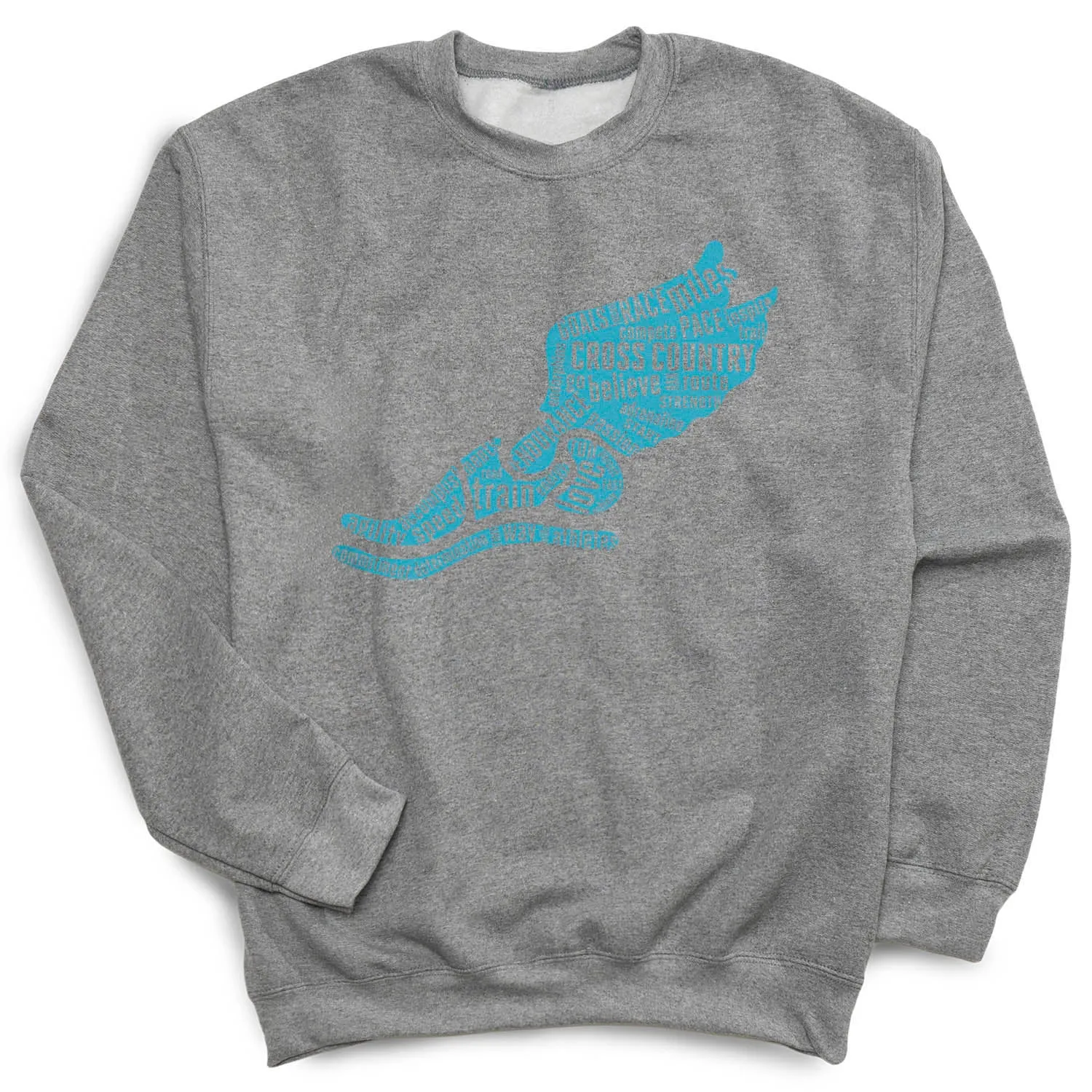 Cross Country Crewneck Sweatshirt - Winged Foot Inspirational Words Light Sweatshirt Cool Frame