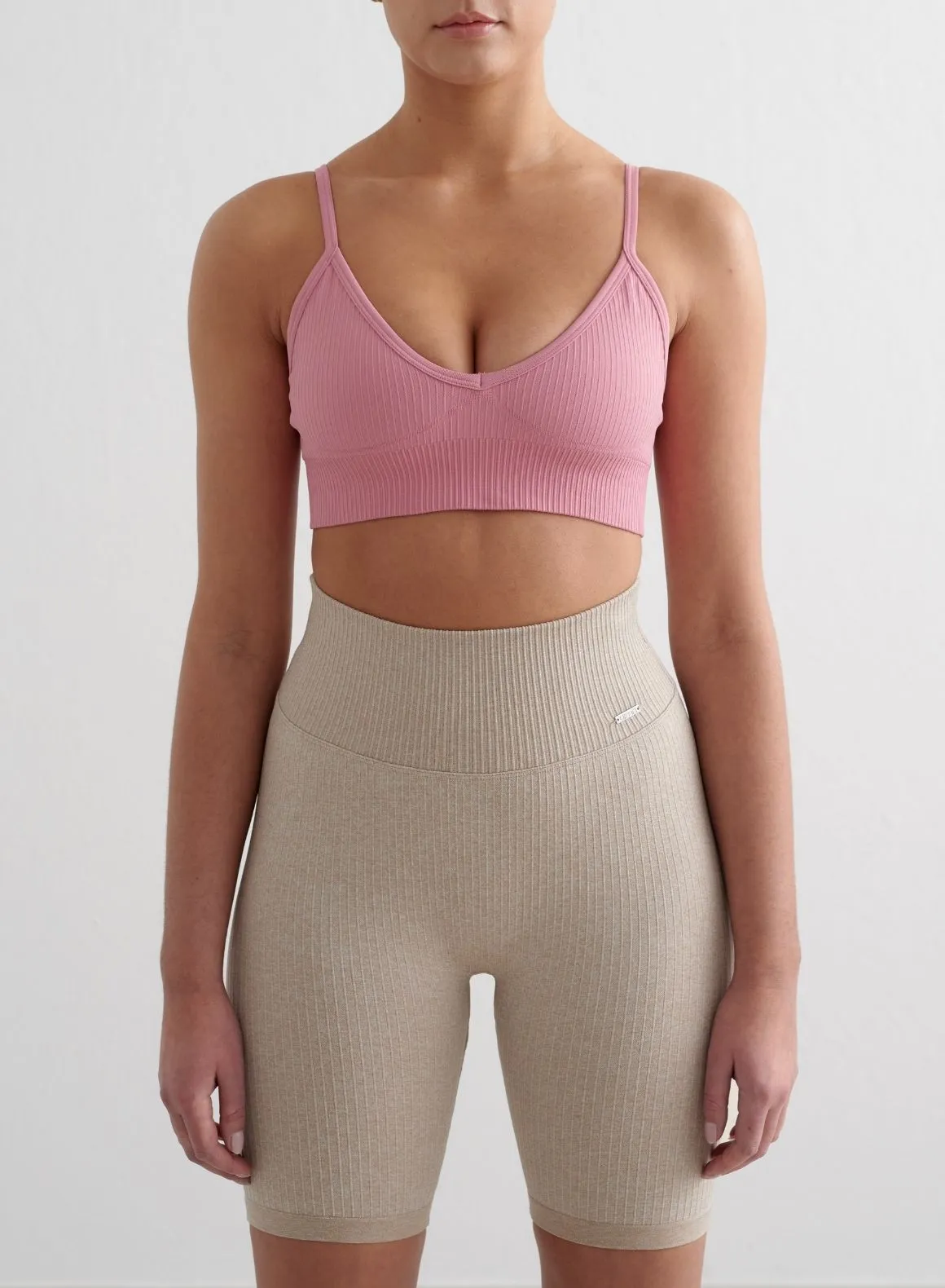 windproof Seam-Free Feel Desert Rose Ribbed Seamless Deep Cut Bra