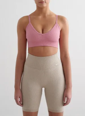 Minimal seams Injury prevention Desert Rose Ribbed Seamless Deep Cut Bra