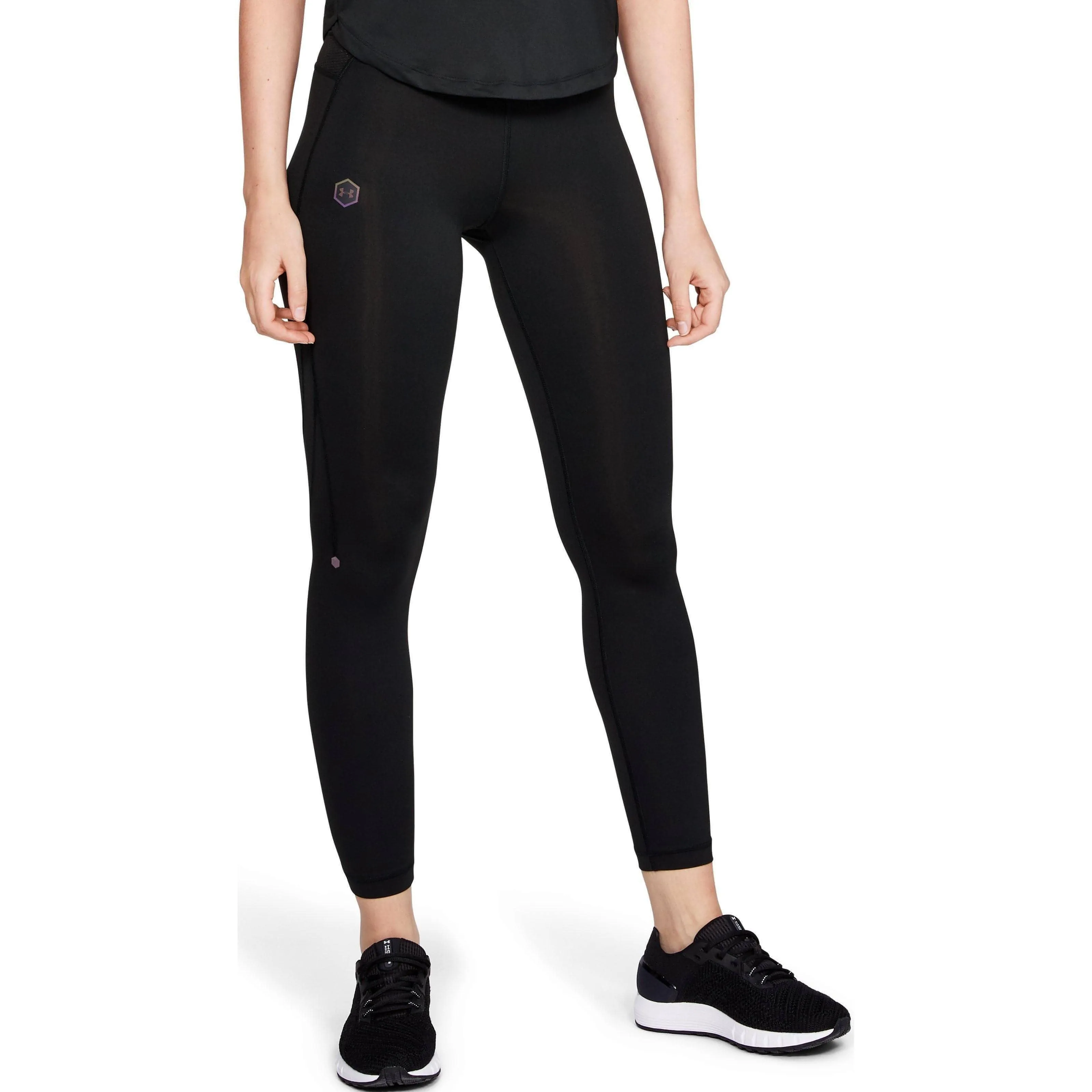 Durable Abrasion Resistant Fabric Breathable Comfort Wear Under Armour HeatGear Rush Run Womens Long Running Tights - Black