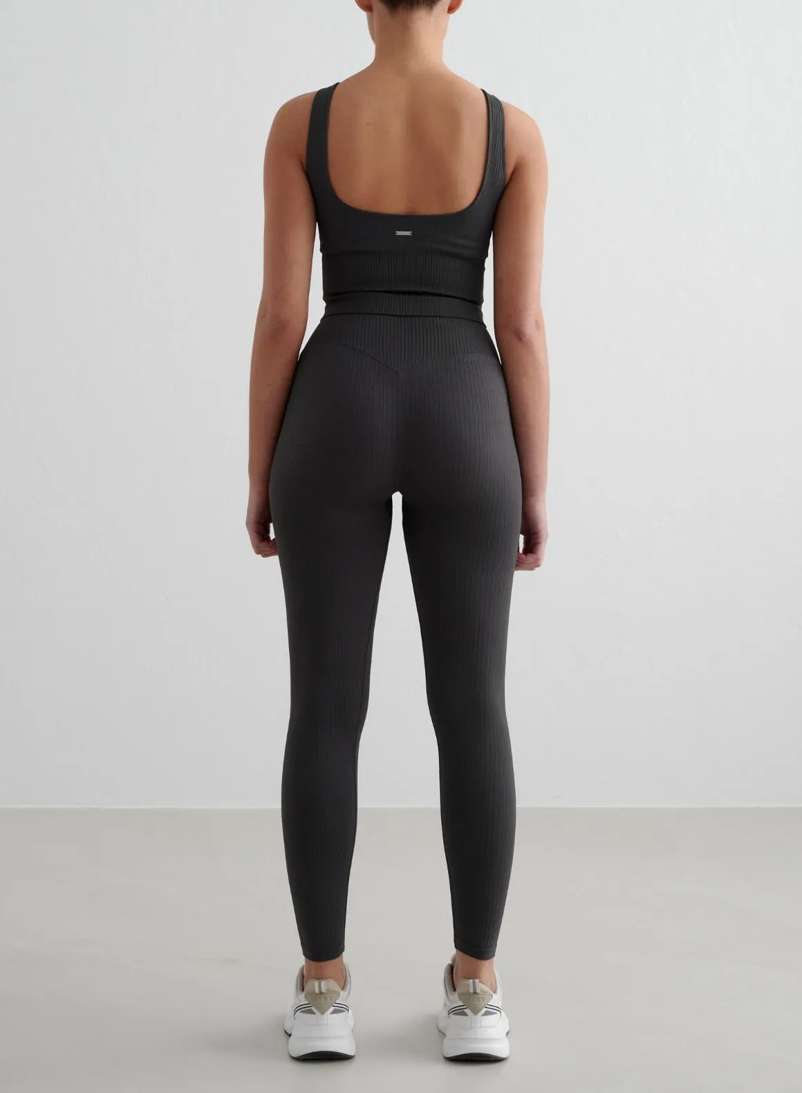 Shadow Grey Ribbed Seamless Tights & Bralette Set desert