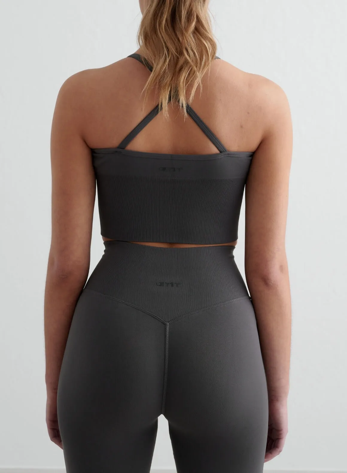 Athletic Performance Fit Shadow Grey Shape Seamless Cross Back Bralette