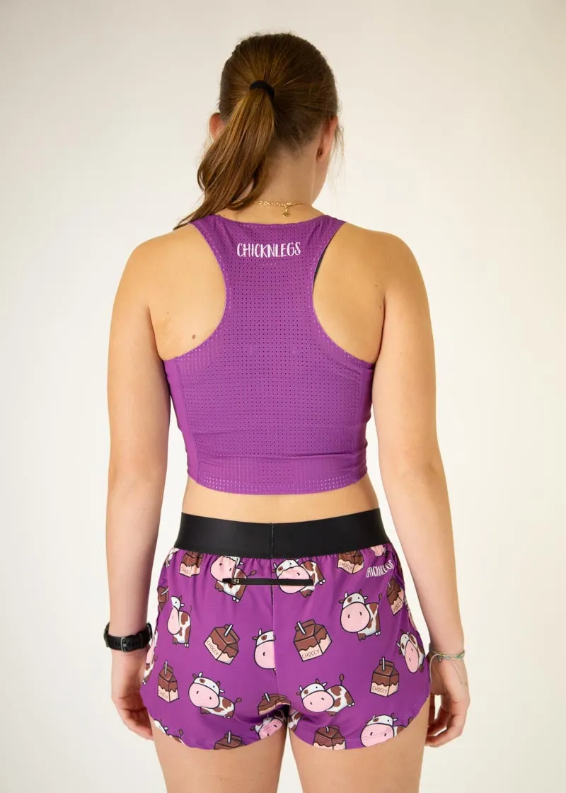Deep Purple PWR Crop Top Four Way Stretch Fabric