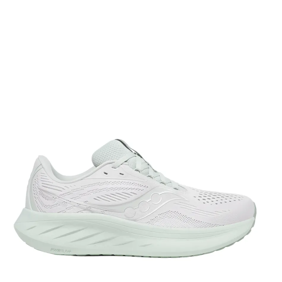 Saucony Women's Ride 18 Running Shoes in Fog/Mist AW25 Shock Dispersing Midlayer