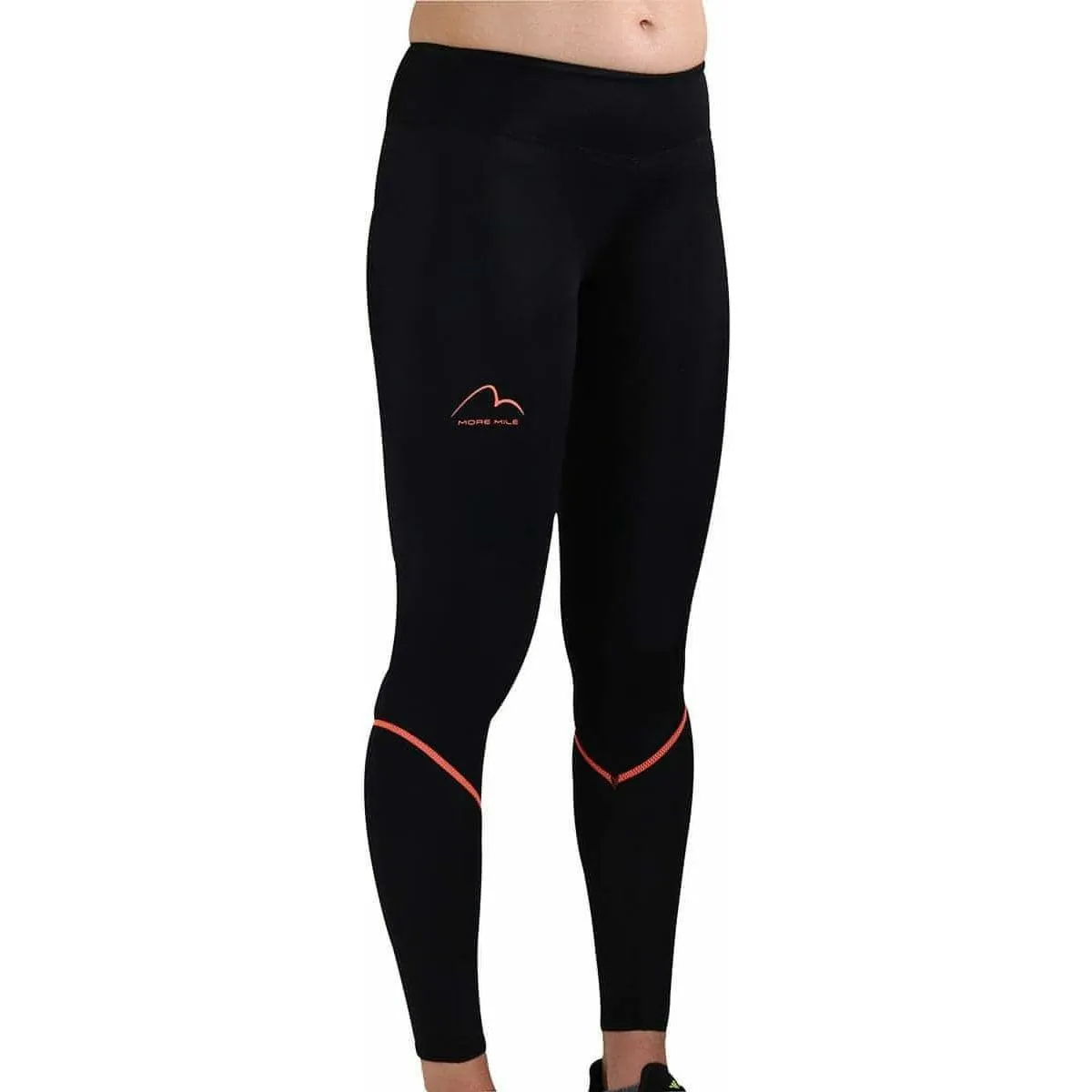 More Mile Womens Compression Tights - Black Fade Resistant Airport Travel