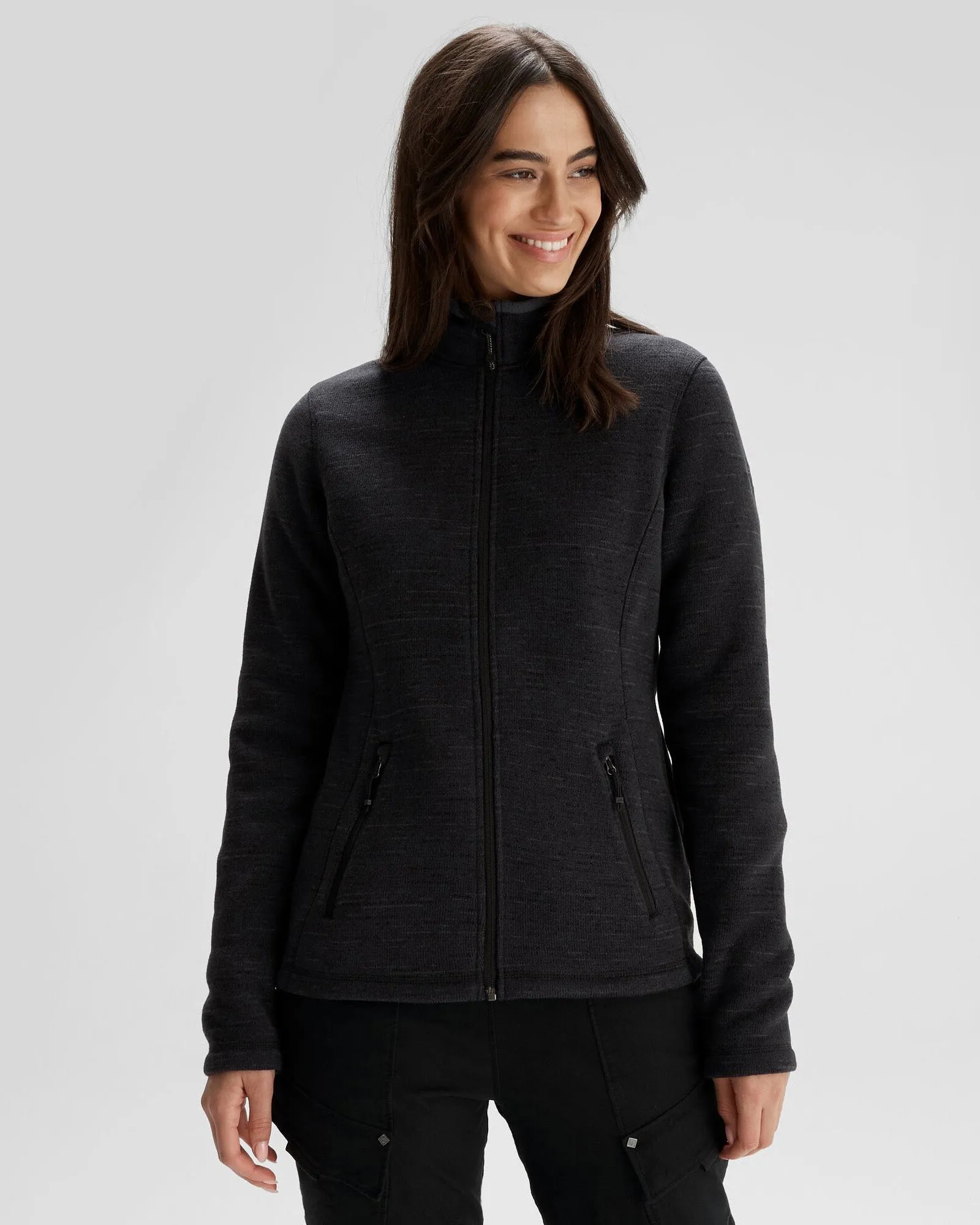WindproofBarrier Women's Aikman Fleece Jacket - Black Marle Grace Ease AntiBacterialTextile