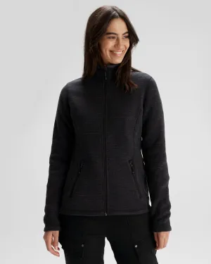 WindproofBarrier Women's Aikman Fleece Jacket - Black Marle Grace Ease AntiBacterialTextile