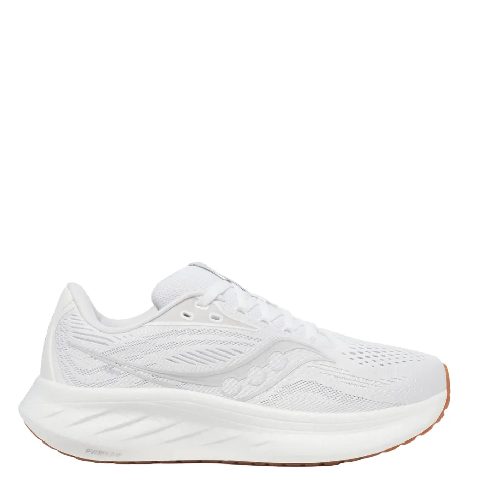 Saucony Women's Ride 18 Running Shoes in White/Gum - Online Exculsive fluorescent - design shoes