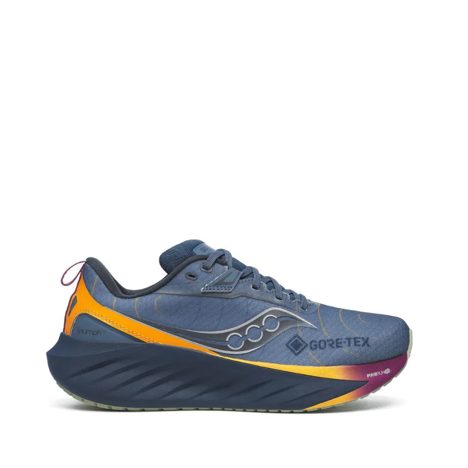 Saucony Women's Triumph 22 GTX in Mirage/Navy Ground Contact Technology Ventilation Channel System