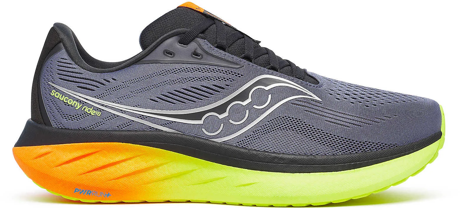 Anti - odor Saucony Ride 18 Mens Running Shoes - Grey