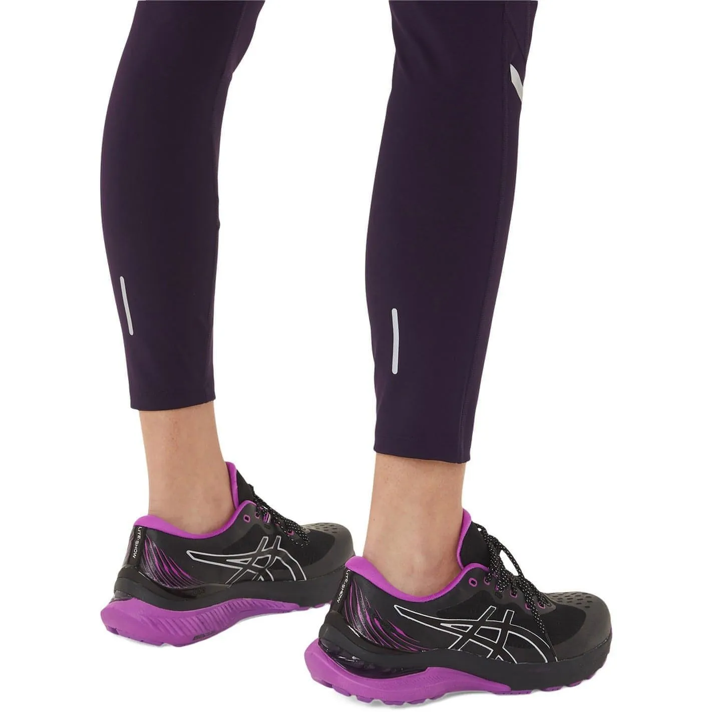 Sleek Fabric Asics Lite-Show Womens Long Running Tights - Purple