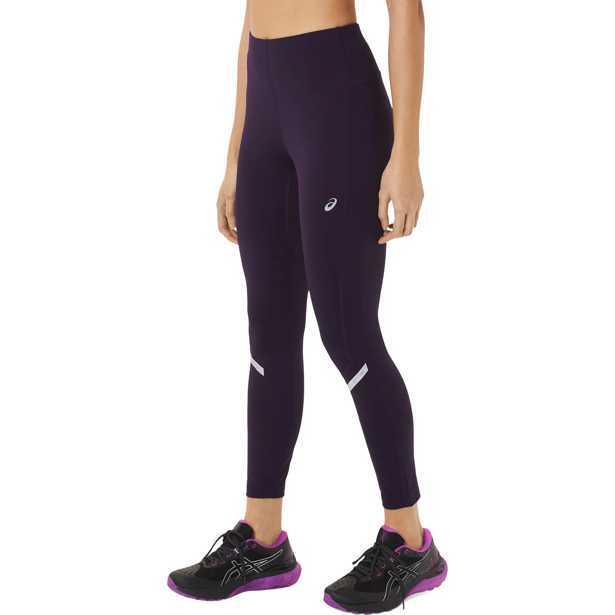 Asics Lite-Show Womens Long Running Tights - Purple High Waist Comfort Seeker
