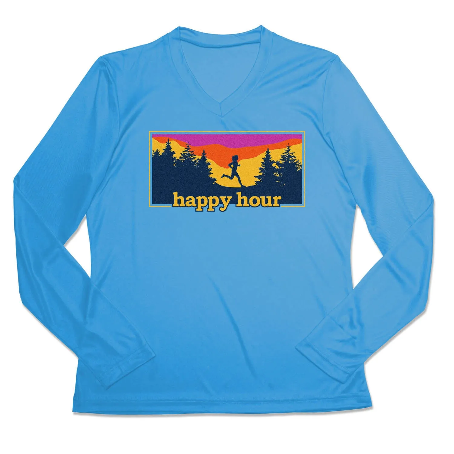 crew neck Simple Comfort Look Women's Long Sleeve Tech Tee - Happy Hour