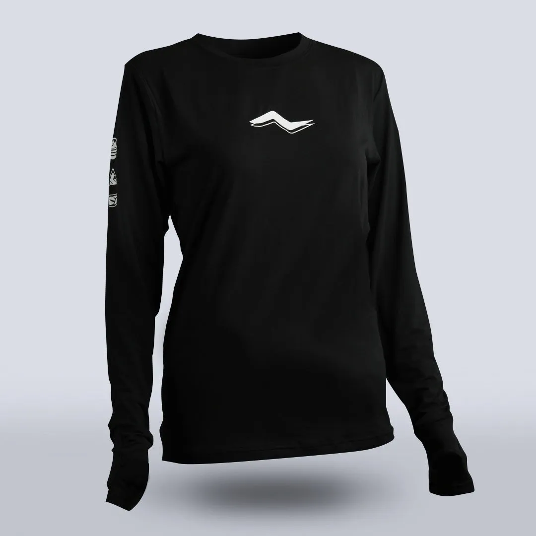 Soft and Light Women's Tarkine Long Sleeve Ultra-Eco Run Tee (Black/Standard Thickness)