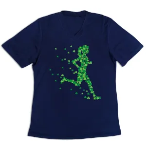 Women's Short Sleeve Tech Tee - Lucky Runner Girl Essential Casual Stretch Design
