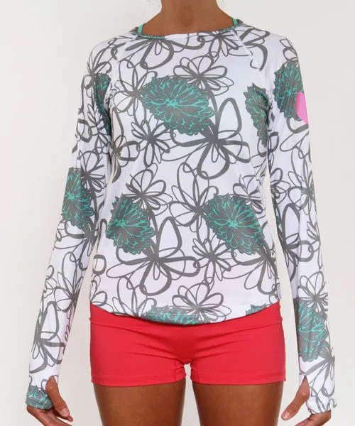 Street Smart Look Soft Touch Fabric Caribbean Mums Long Sleeve Performance Top