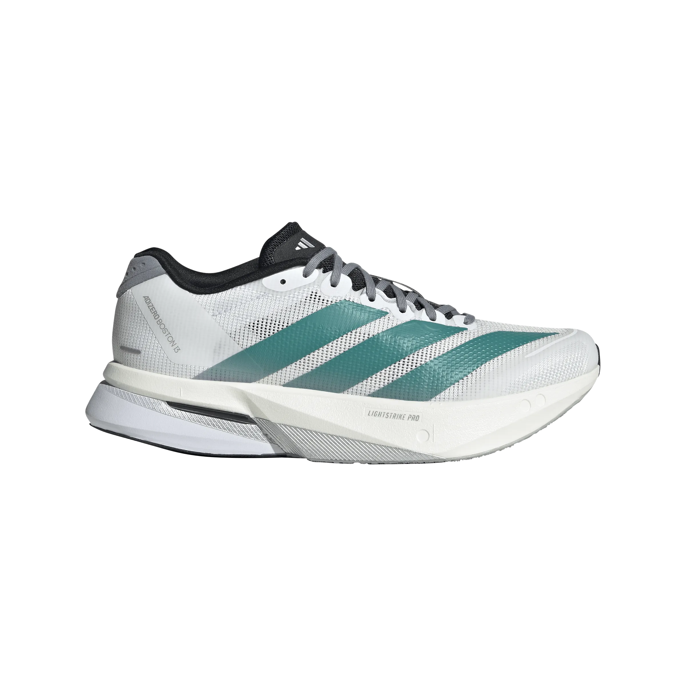 Women??s Adizero Boston 13 (Cloud White/Pure Teal/Grey) Abrasion Resistant Guard adjustable - straps - adjustability shoes
