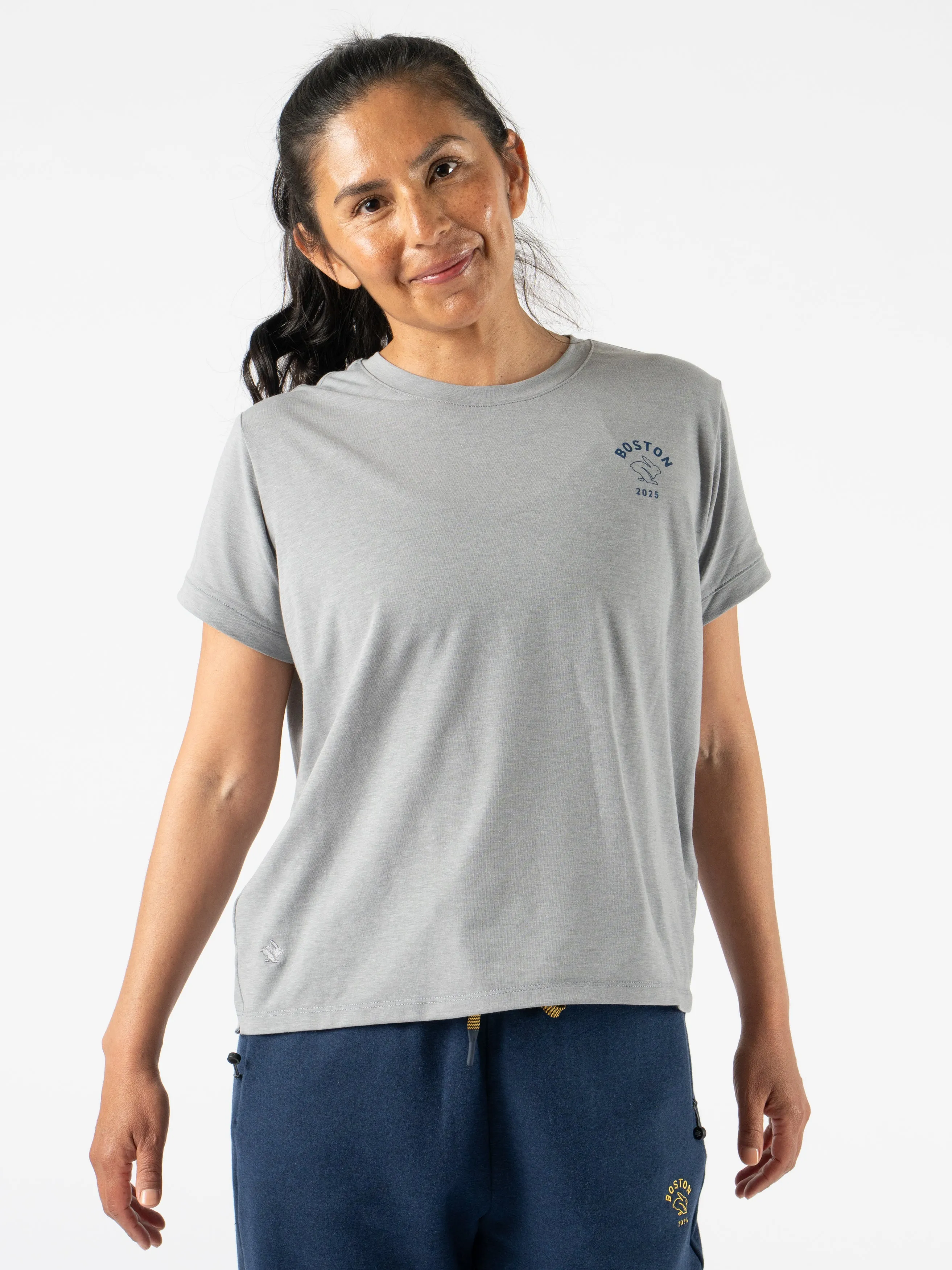 Relaxed Vibes Layered Hem Detail Off The Track Tee | Boston