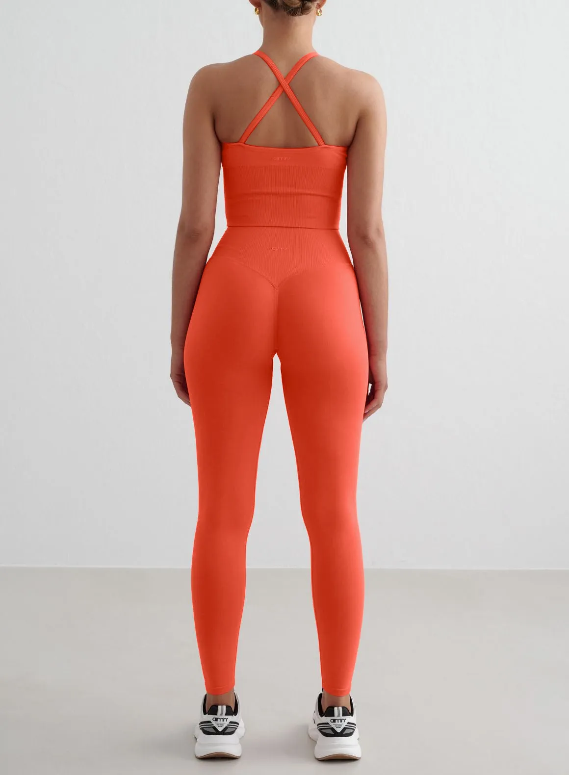 Tangerine Shape Seamless Tights & Cross Back Bralette Set high intensity conflict Torsion Control System