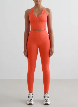 Bonded Seam Technology Sweat Wicking Properties Tangerine Shape Seamless Tights & Cross Back Bralette Set