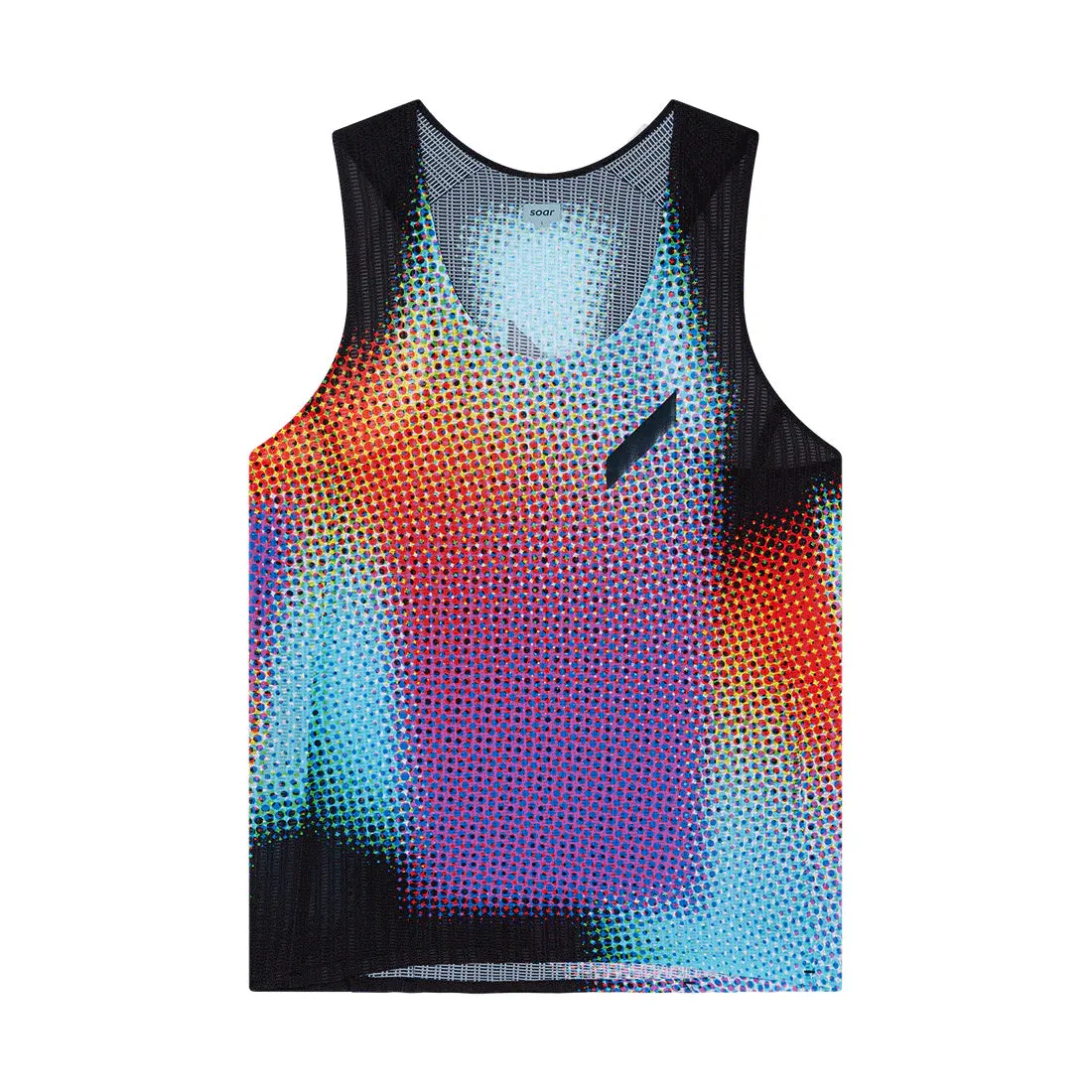 Women's Race Vest Black Rainbow Dot Taped Seams Sweat Resistant Fabric