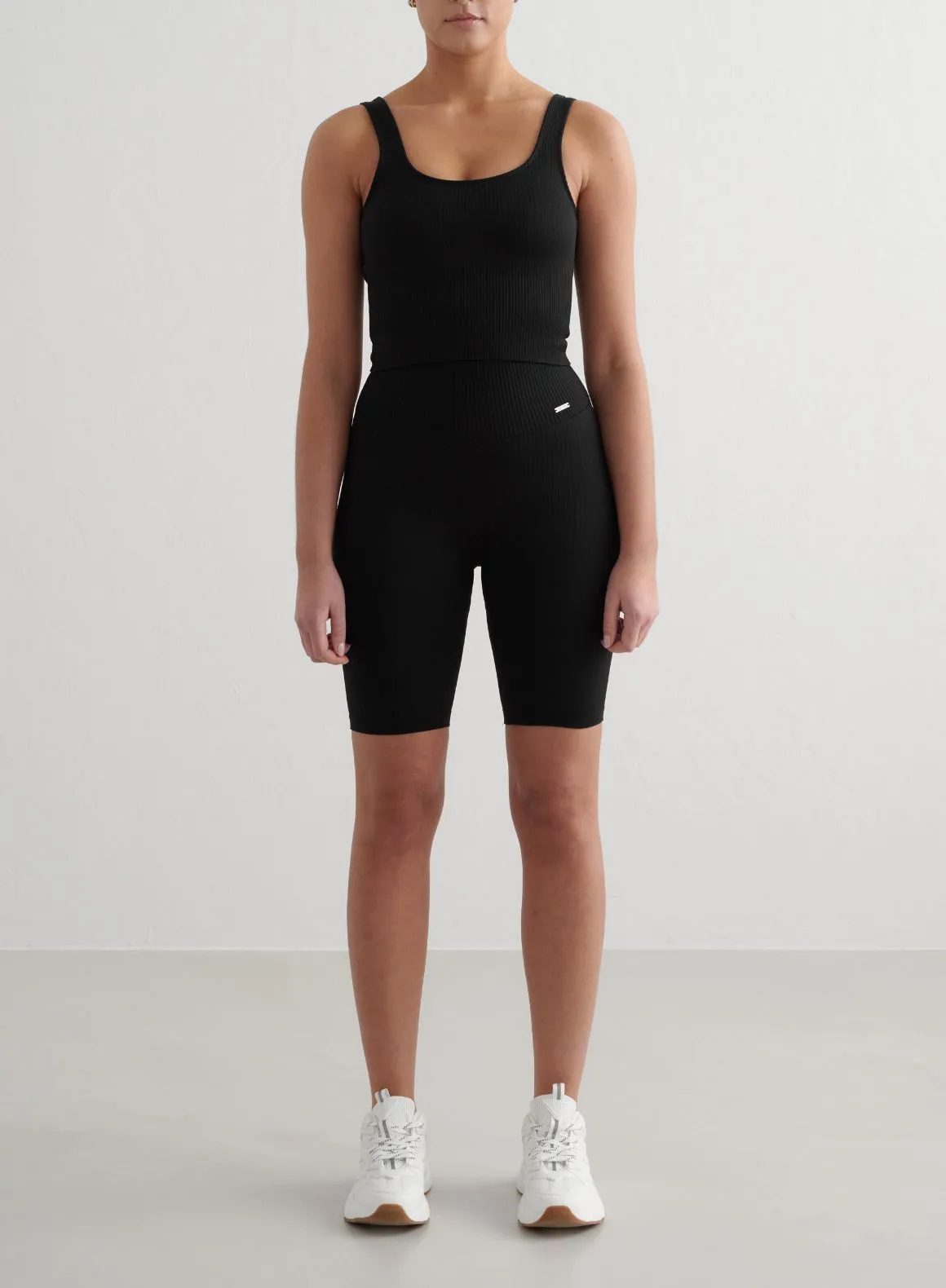 Black Ribbed Seamless Biker Shorts & Bralette Set Rural use