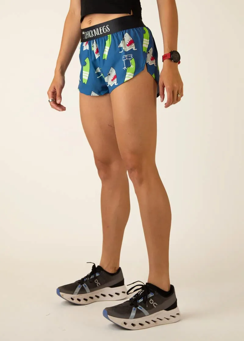 Everyday Basic semi - formal event Women's Blue Sharks 1.5" Split Shorts