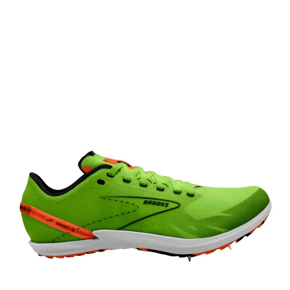 responsive - sole - technology - reactivity shoes frisbee shoes Brooks Unisex Draft XC Running Shoes Green Gecko/Red Orange/White AW24