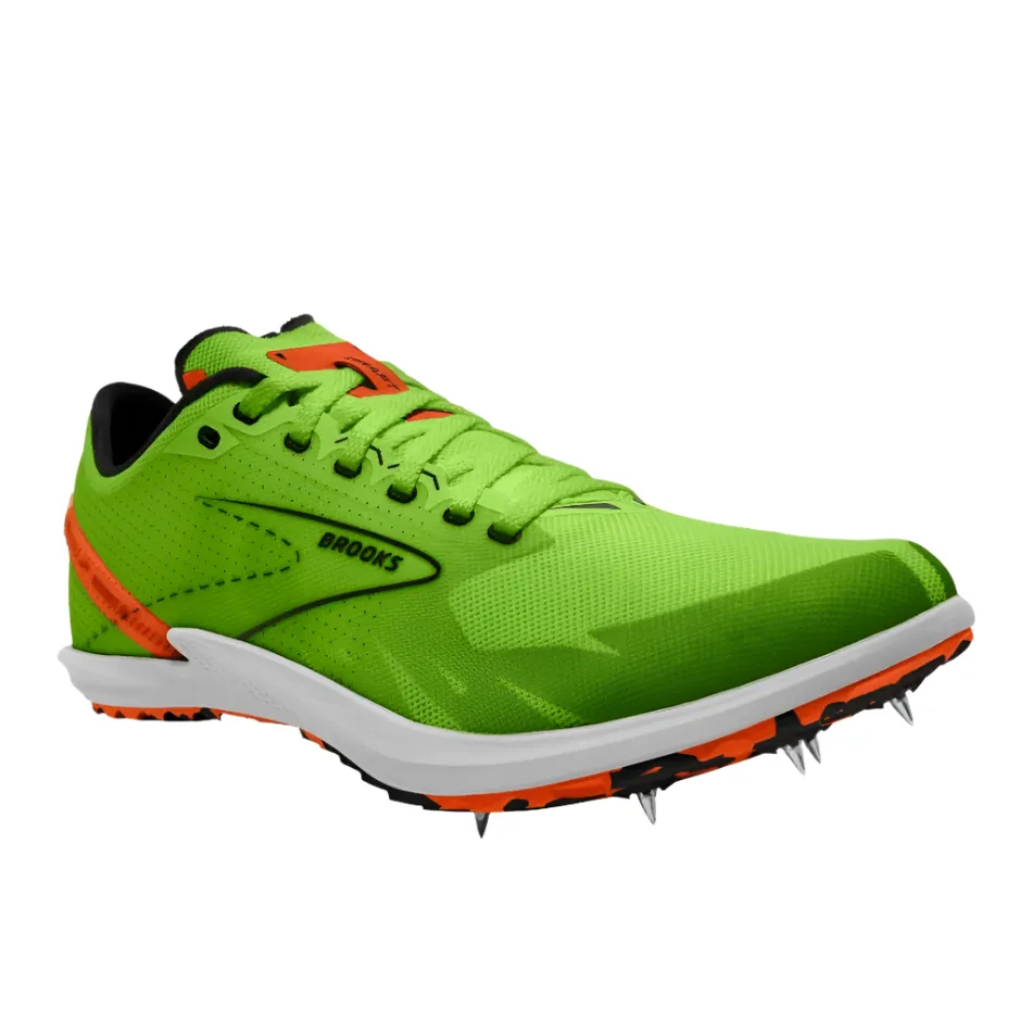 Brooks Unisex Draft XC Running Shoes Green Gecko/Red Orange/White AW24 arch - support shoes High Rebound Foam Compound