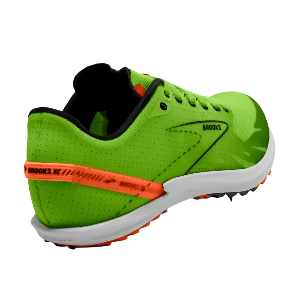 Superior Cushioning Brooks Unisex Draft XC Running Shoes Green Gecko/Red Orange/White AW24