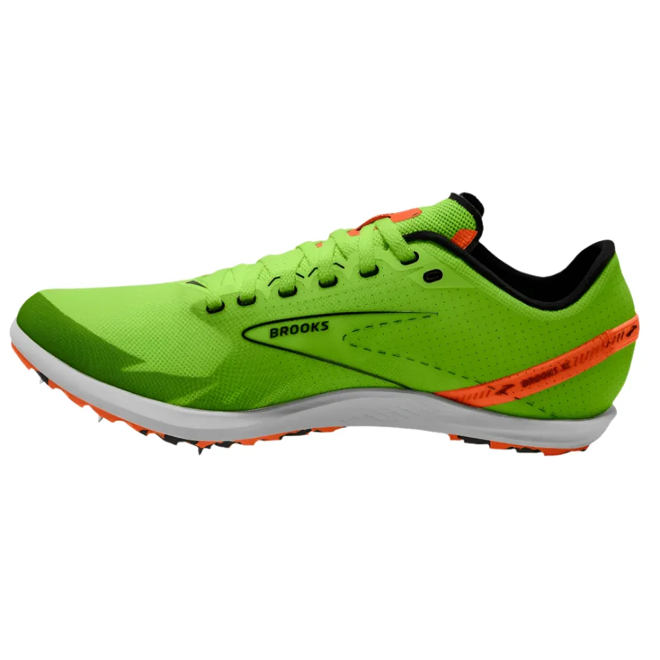 Brooks Unisex Draft XC Running Shoes Green Gecko/Red Orange/White AW24 Advanced Technology