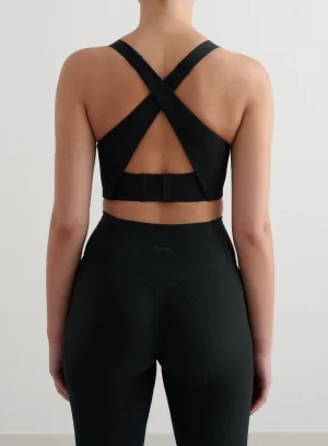 performance enhancement Modern Black Ribbed Performance Support Bra