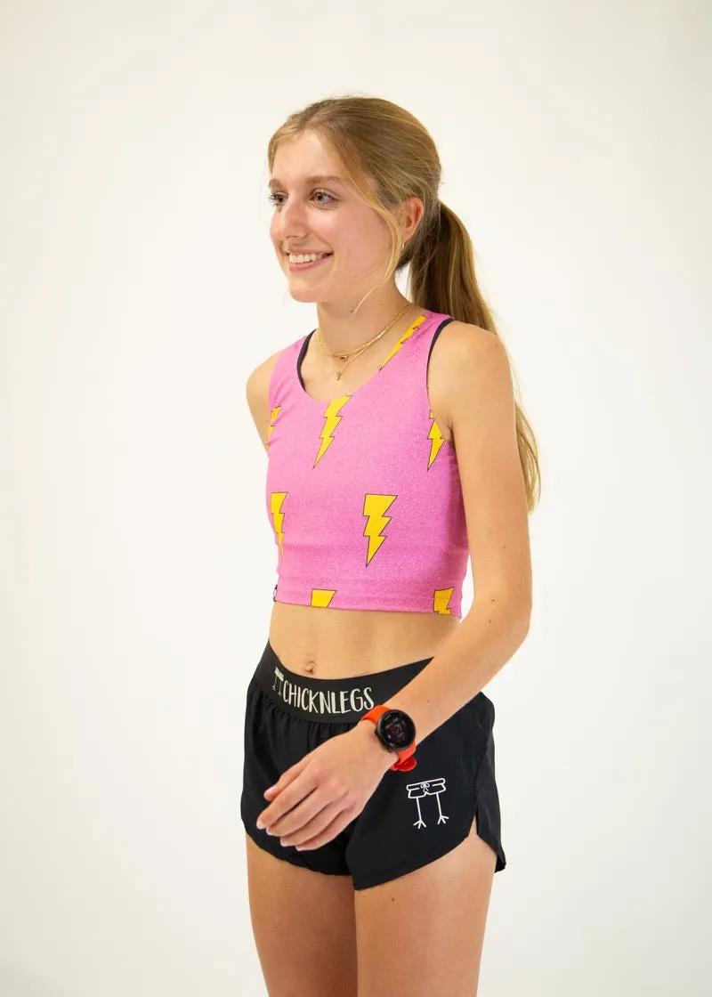 High Stretch Pink Bolts PWR Crop Top