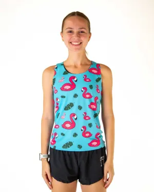 Shock-absorbing Smooth Band Women's Blue Flamingo Performance Singlet