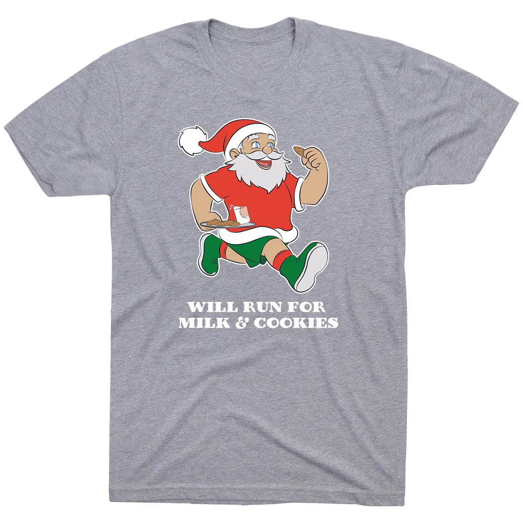 Fade Resistant Coating Running Short Sleeve T-Shirt - Will Run for Milk and Cookies