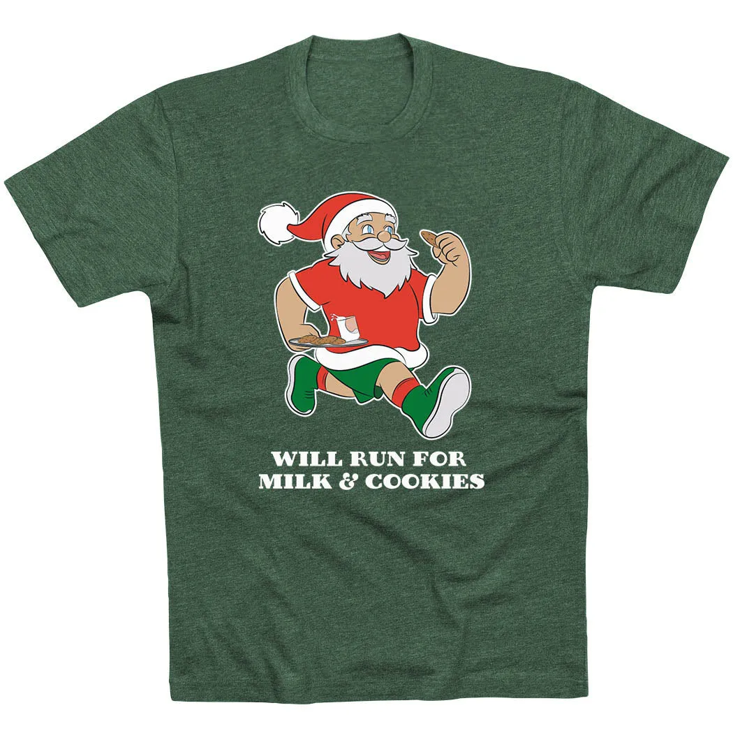 Casual Comfort Layer Comfy and Soft Running Short Sleeve T-Shirt - Will Run for Milk and Cookies