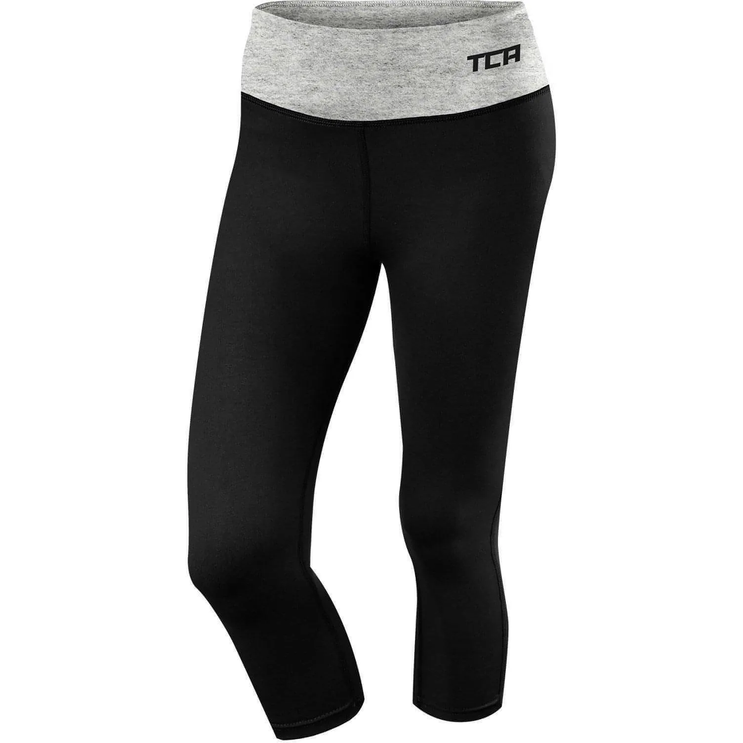 TCA Pro Performance Supreme Womens 3/4 Capri Running Tights - Black Squat Proof Fabric