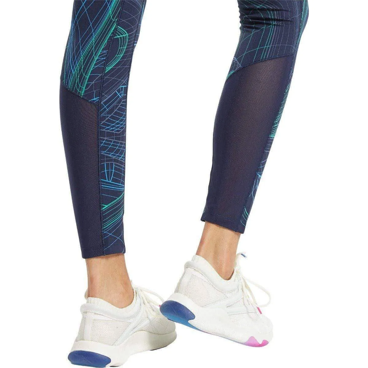 Motion Ease Reebok Lux Perform Mid Rise Womens Long Training Tights - Navy