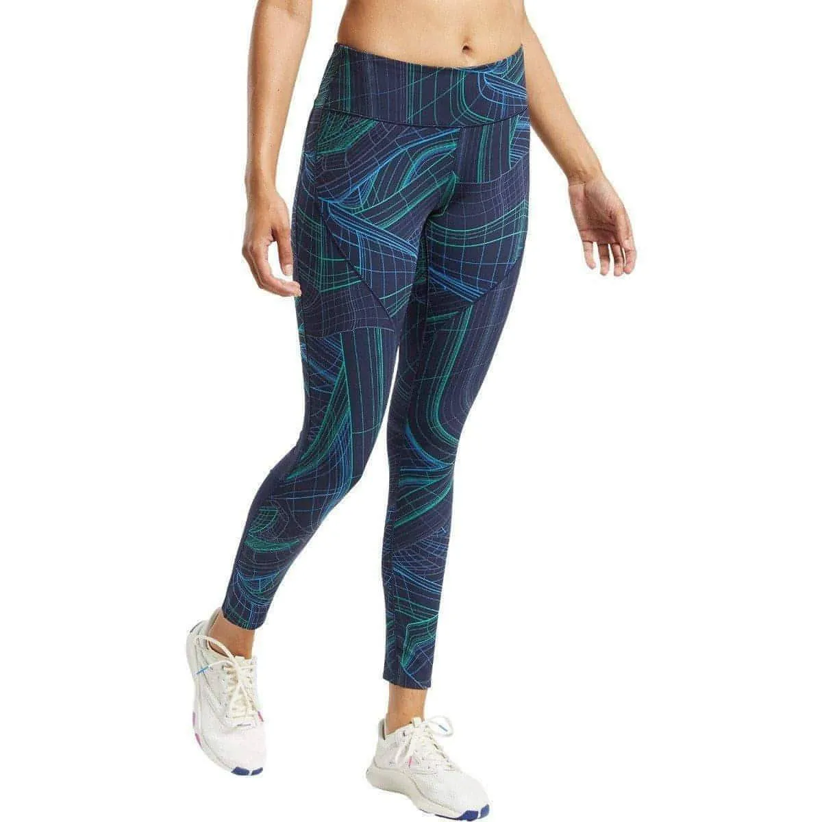 City Walk Pro Athlete Easy Fit Reebok Lux Perform Mid Rise Womens Long Training Tights - Navy