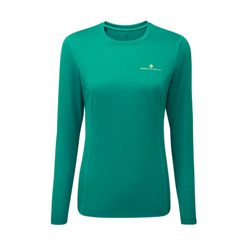 Anti-pilling Relaxed Everyday Wear Ronhill Tech Long Sleeve Women's Running Tee - Vine/Fluo Yellow