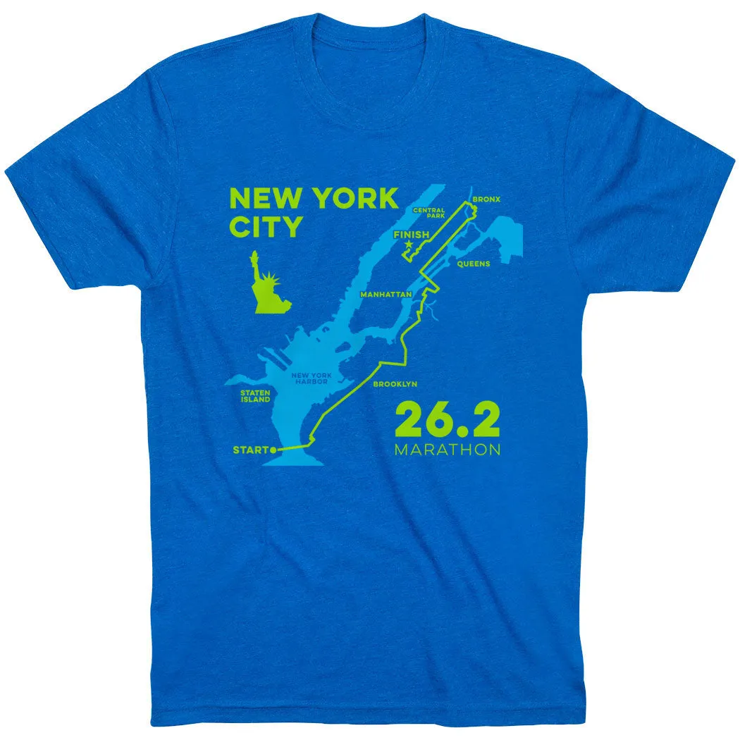 Running Short Sleeve T-Shirt - New York City Route casual top High Density Fabric
