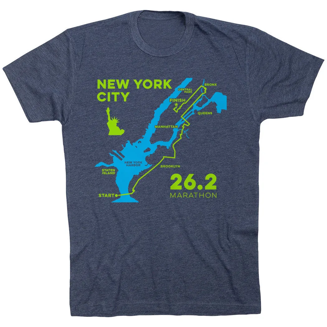Running Short Sleeve T-Shirt - New York City Route Comfortable Fit Wear Sustainable Material Blend