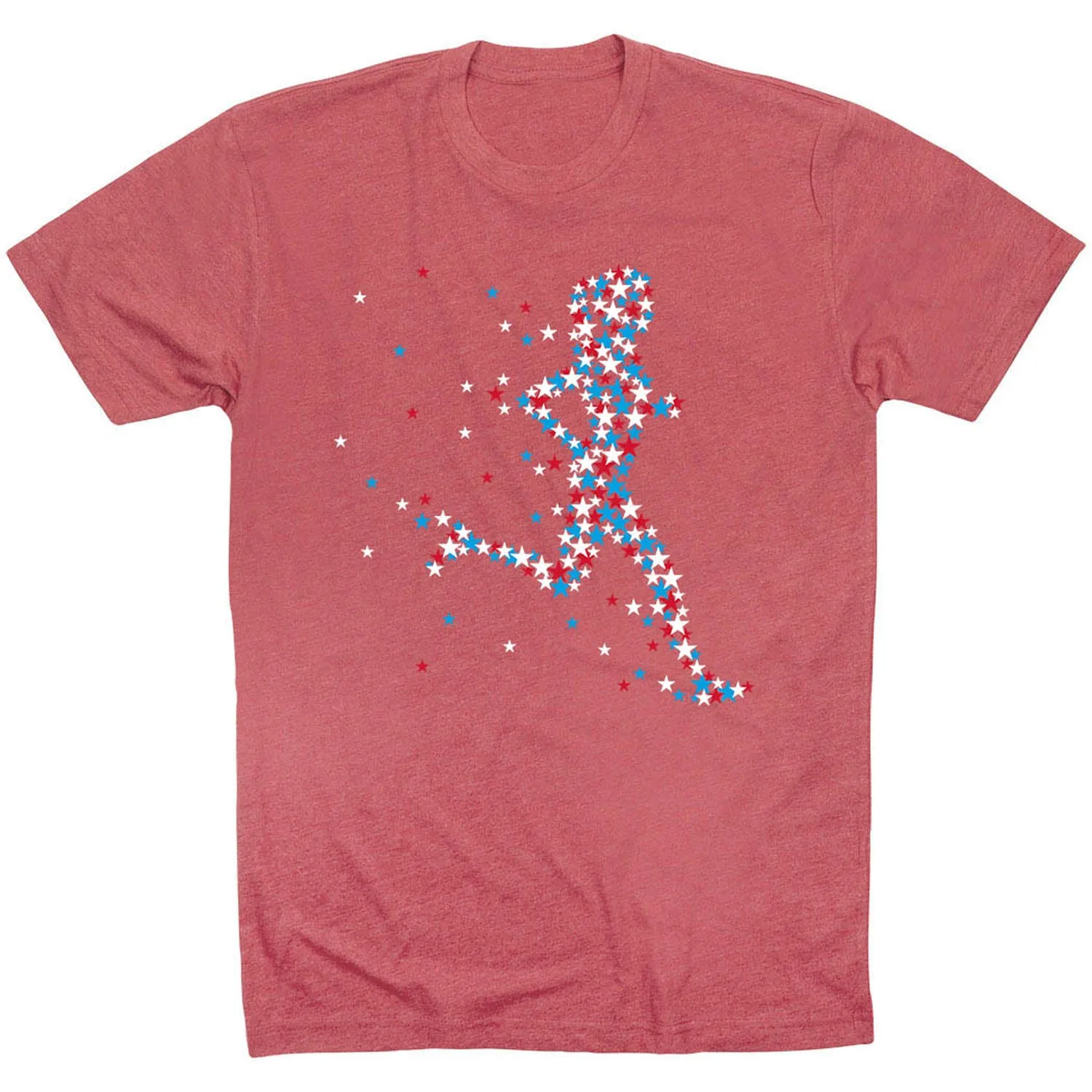 print design Running Short Sleeve T-Shirt - Patriotic Runner Girl