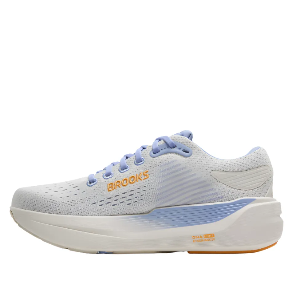 running in a race shoes Brooks Women's Ghost Max 3 Running Shoes in Coconut/Blue Heron/Orange AW25
